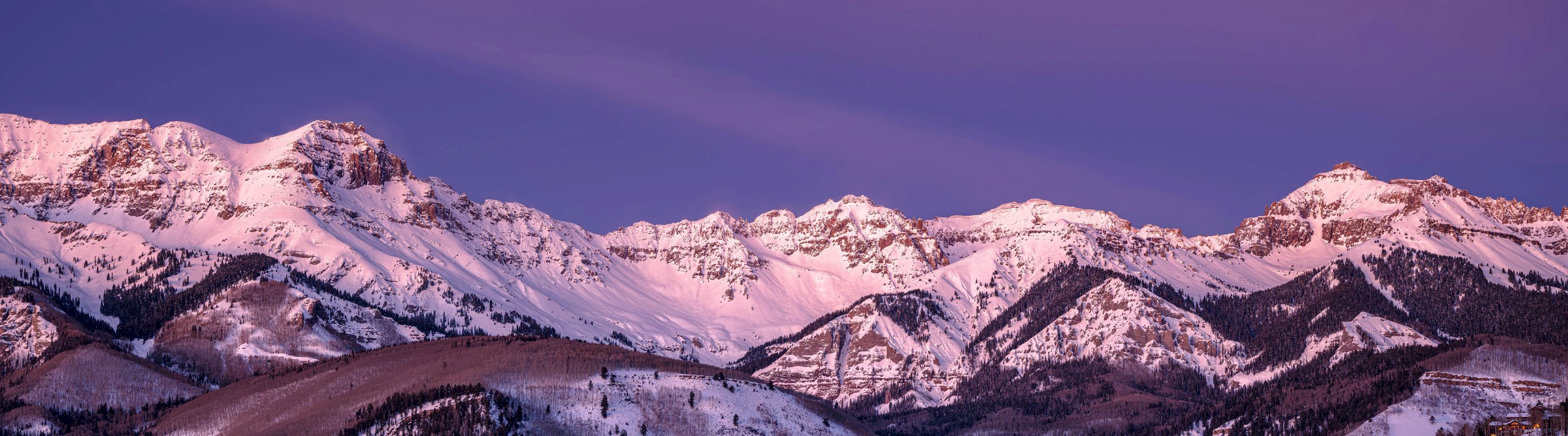 Scenic mountains aboute Telluride at sunset